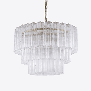 Aurora Chandelier Five Tier Fluted Glass Tube Mid Century - Blowlighting