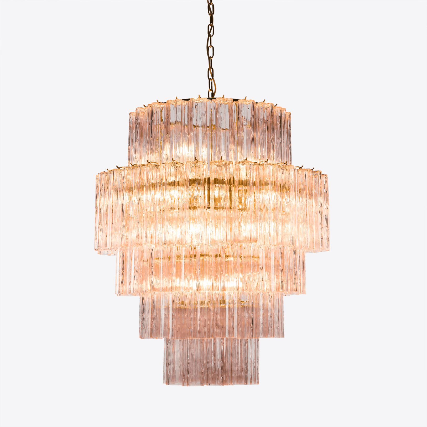 Aurora Chandelier Pink Prism Glass Layered Elegant - Blowlighting