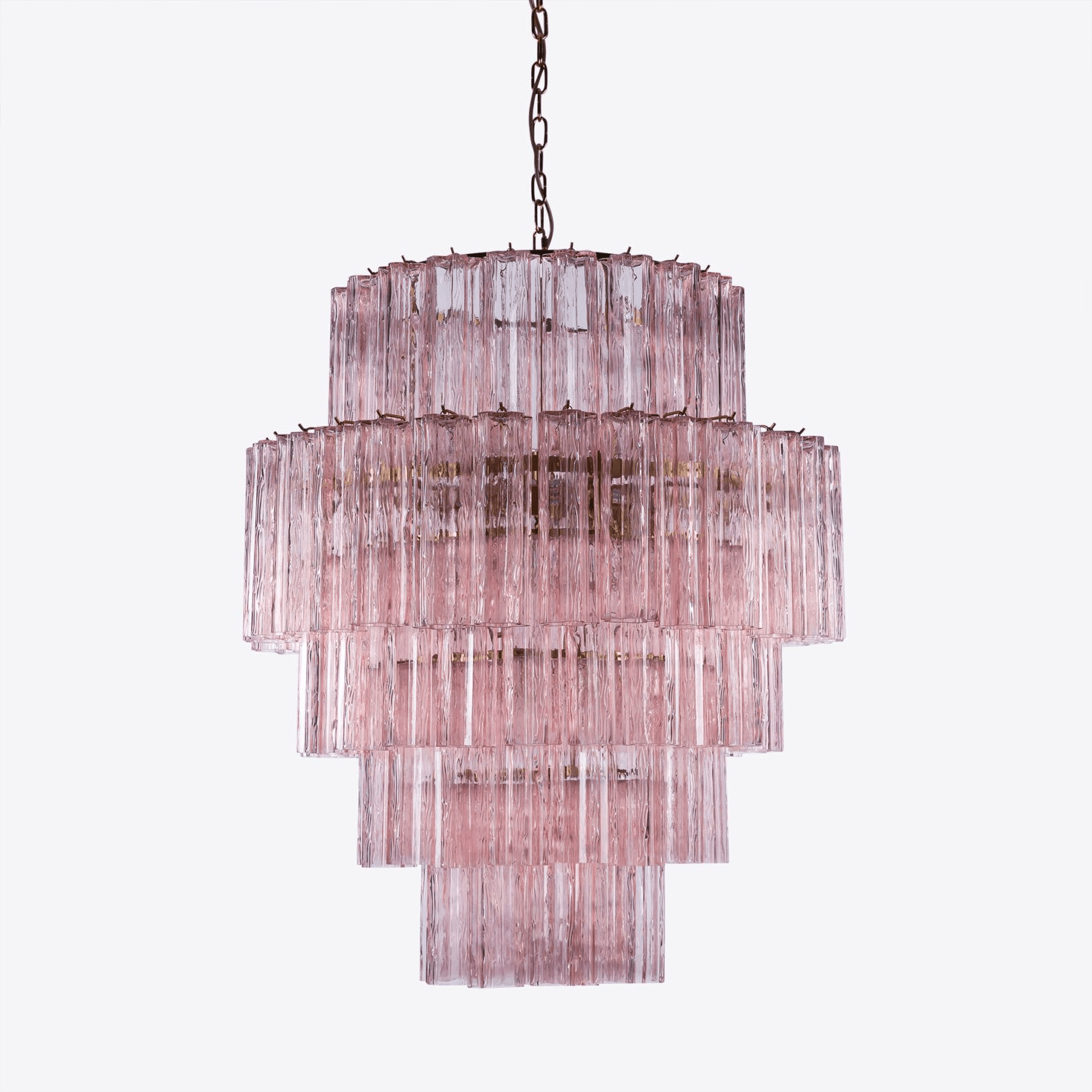 Aurora Chandelier Pink Prism Glass Layered Elegant - Blowlighting