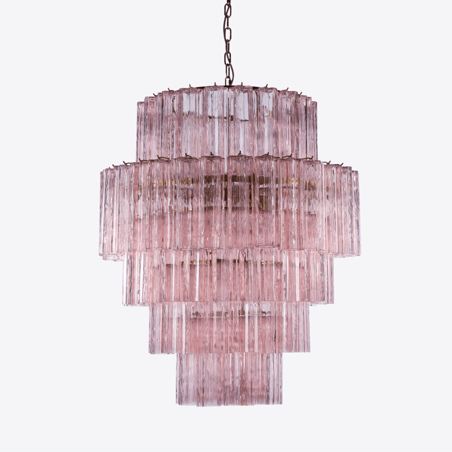 Aurora Chandelier Pink Prism Glass Layered Elegant - Blowlighting