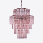 Aurora Chandelier Pink Prism Glass Layered Elegant - Blowlighting