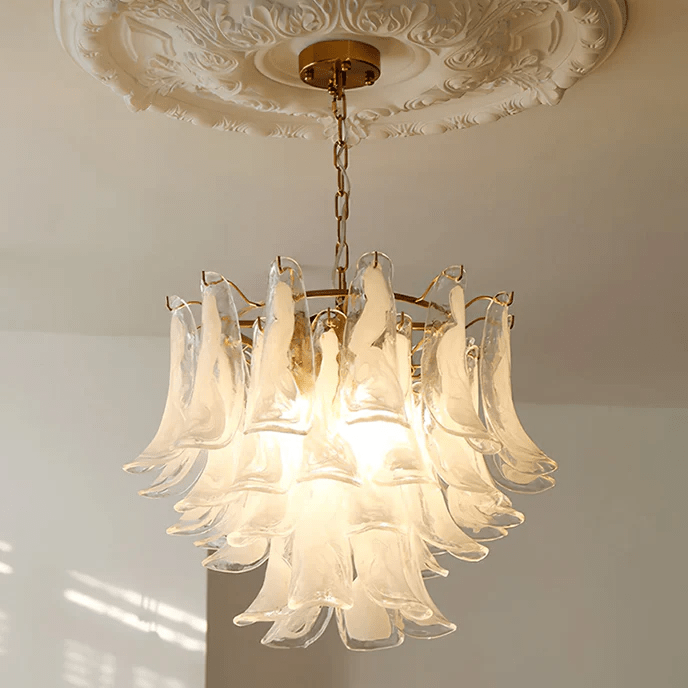 Aurora Chandelier Murano Glass Leaf Golden - Blowlighting