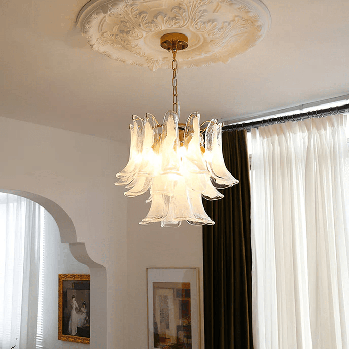 Aurora Chandelier Murano Glass Leaf Golden - Blowlighting