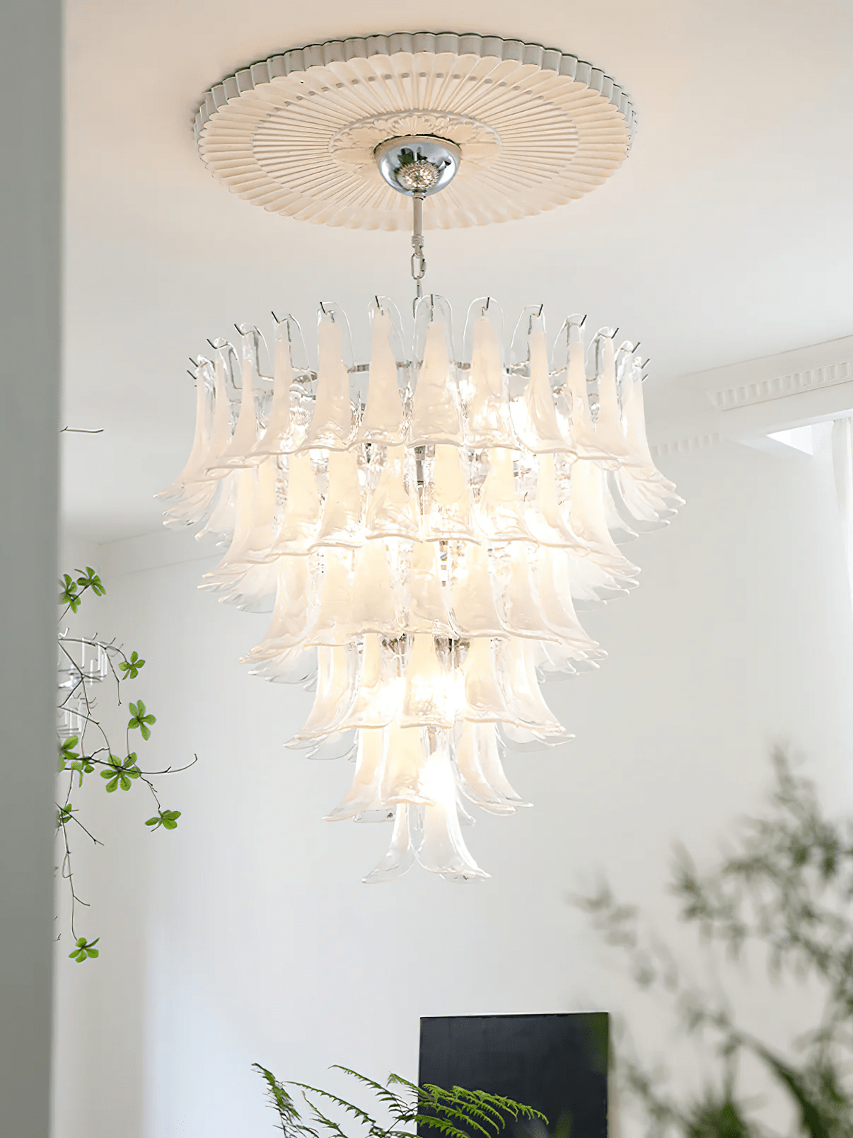 Aurora Chandelier Murano Glass Petals Vintage - Blowlighting