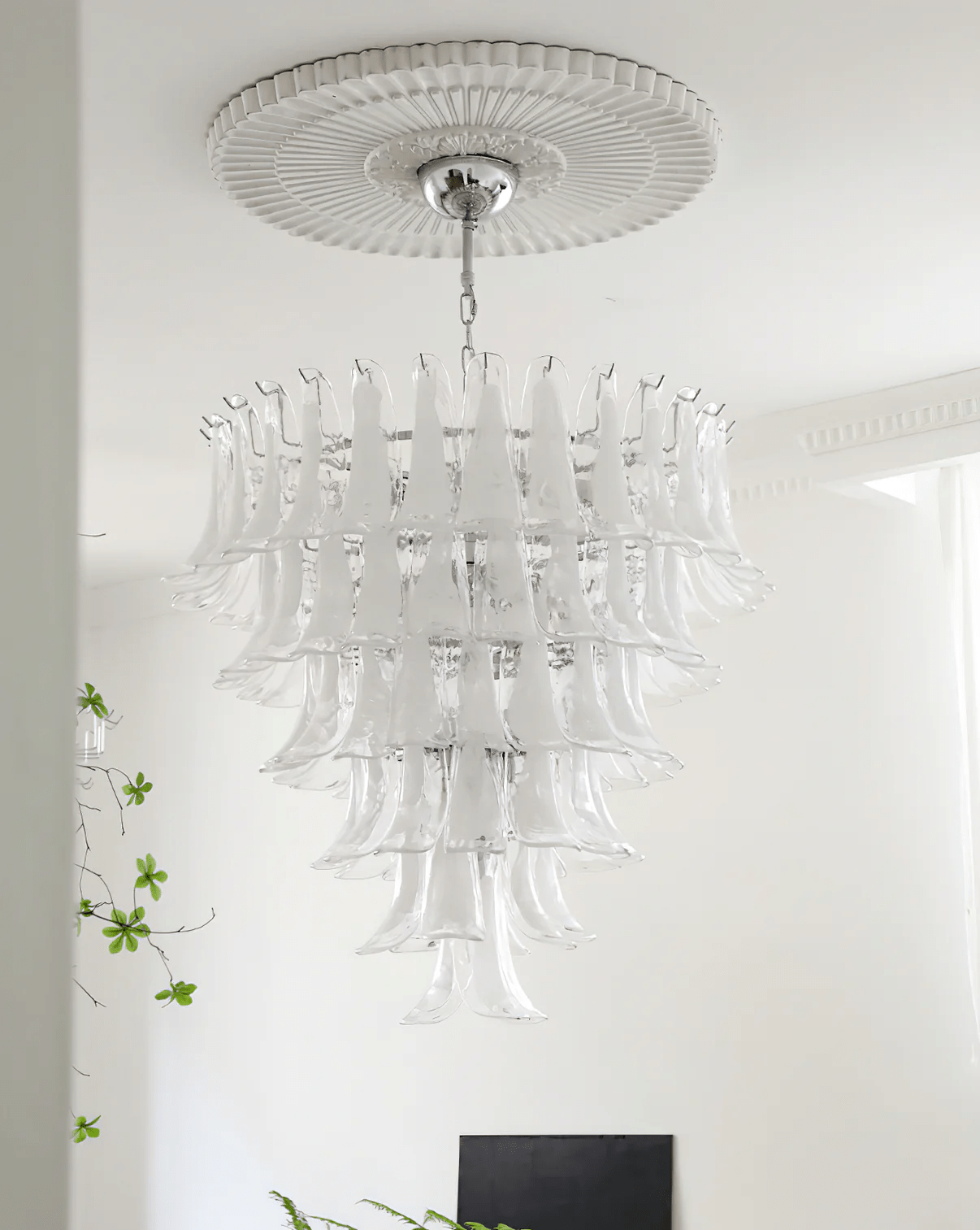 Aurora Chandelier Murano Glass Petals Vintage - Blowlighting