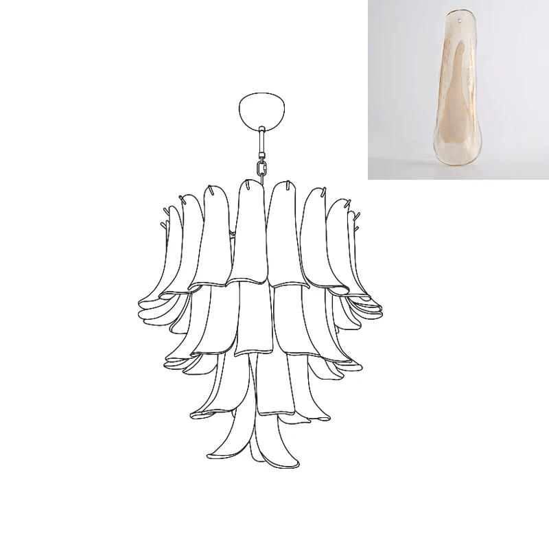 Aurora Chandelier Murano Glass Petals Vintage - Blowlighting