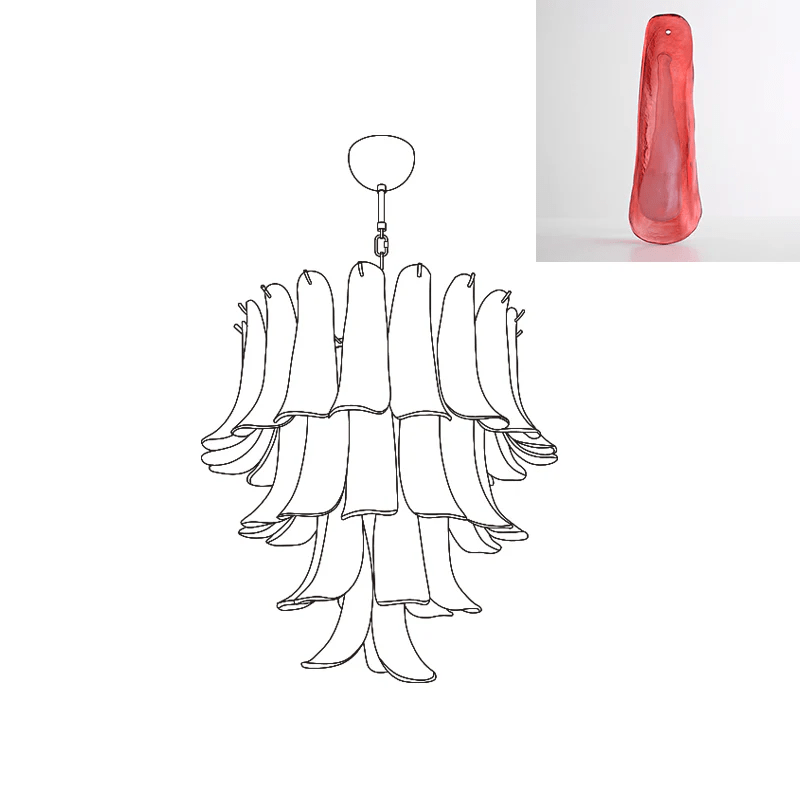 Aurora Chandelier Murano Glass Petals Vintage - Blowlighting