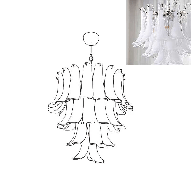 Aurora Chandelier Murano Glass Petals Vintage - Blowlighting