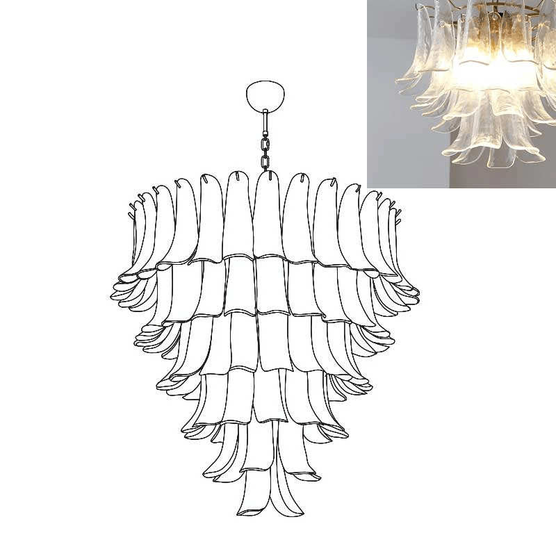 Aurora Chandelier Murano Glass Petals Vintage - Blowlighting