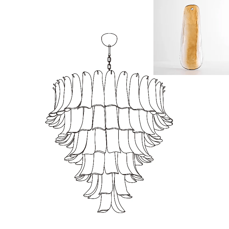 Aurora Chandelier Murano Glass Petals Vintage - Blowlighting