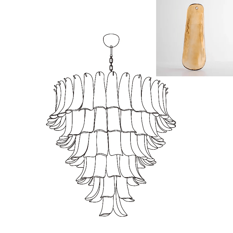 Aurora Chandelier Murano Glass Petals Vintage - Blowlighting