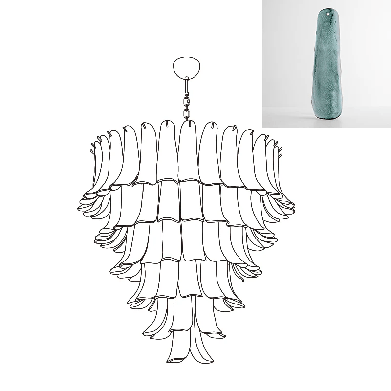 Aurora Chandelier Murano Glass Petals Vintage - Blowlighting