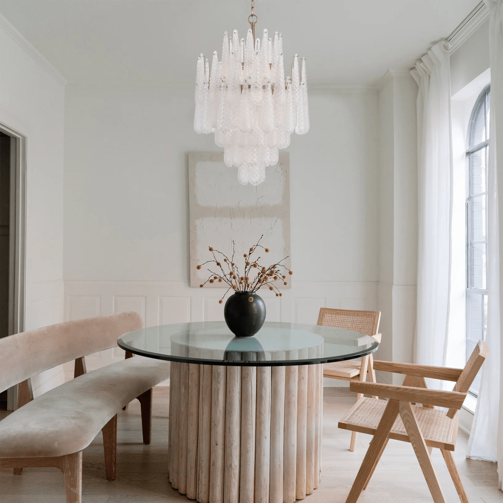 Aurora Chandelier Drop Textured Glass Elegant - Blowlighting