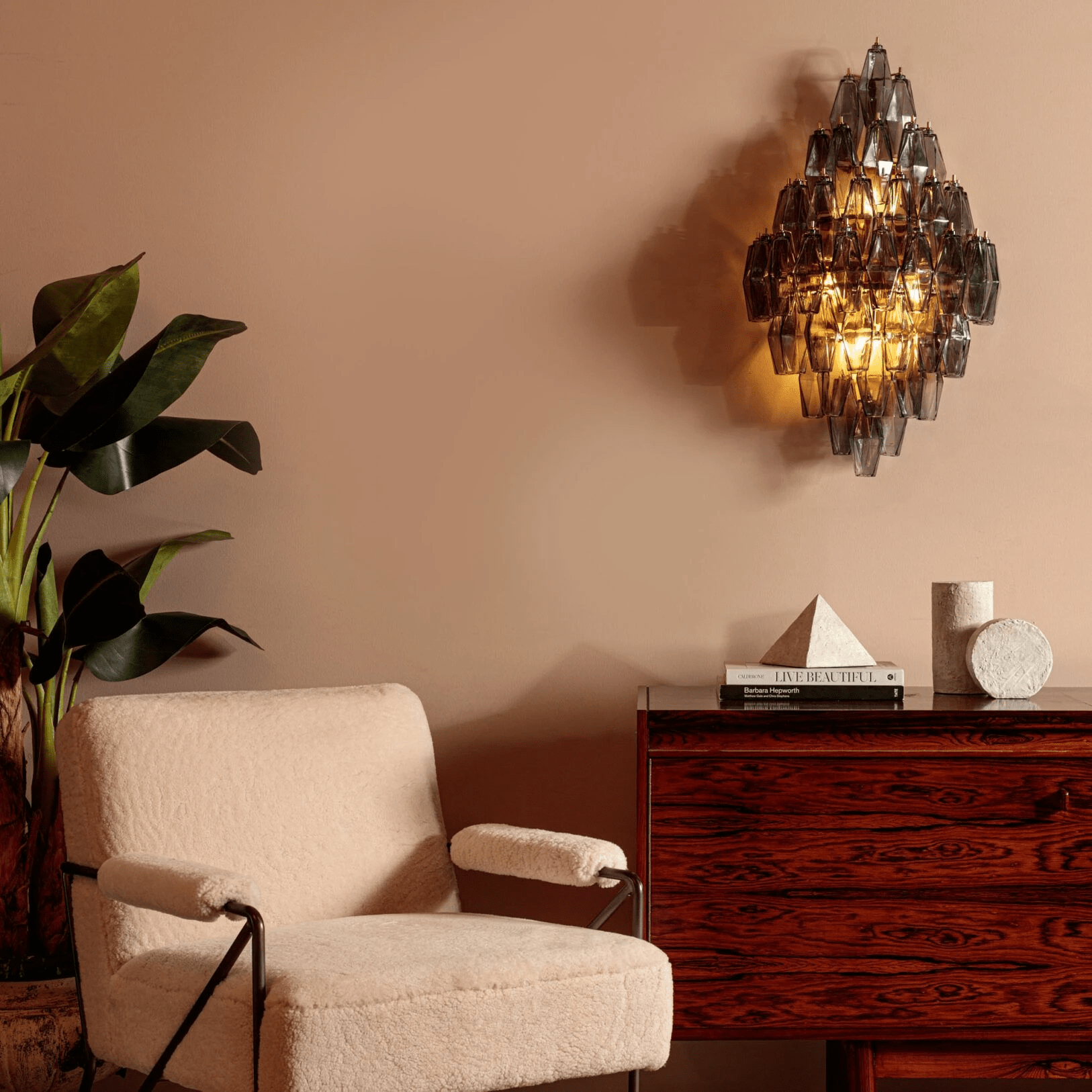 Aurora Wall Light Amber Diamond Polyhedron Vintage - Blowlighting