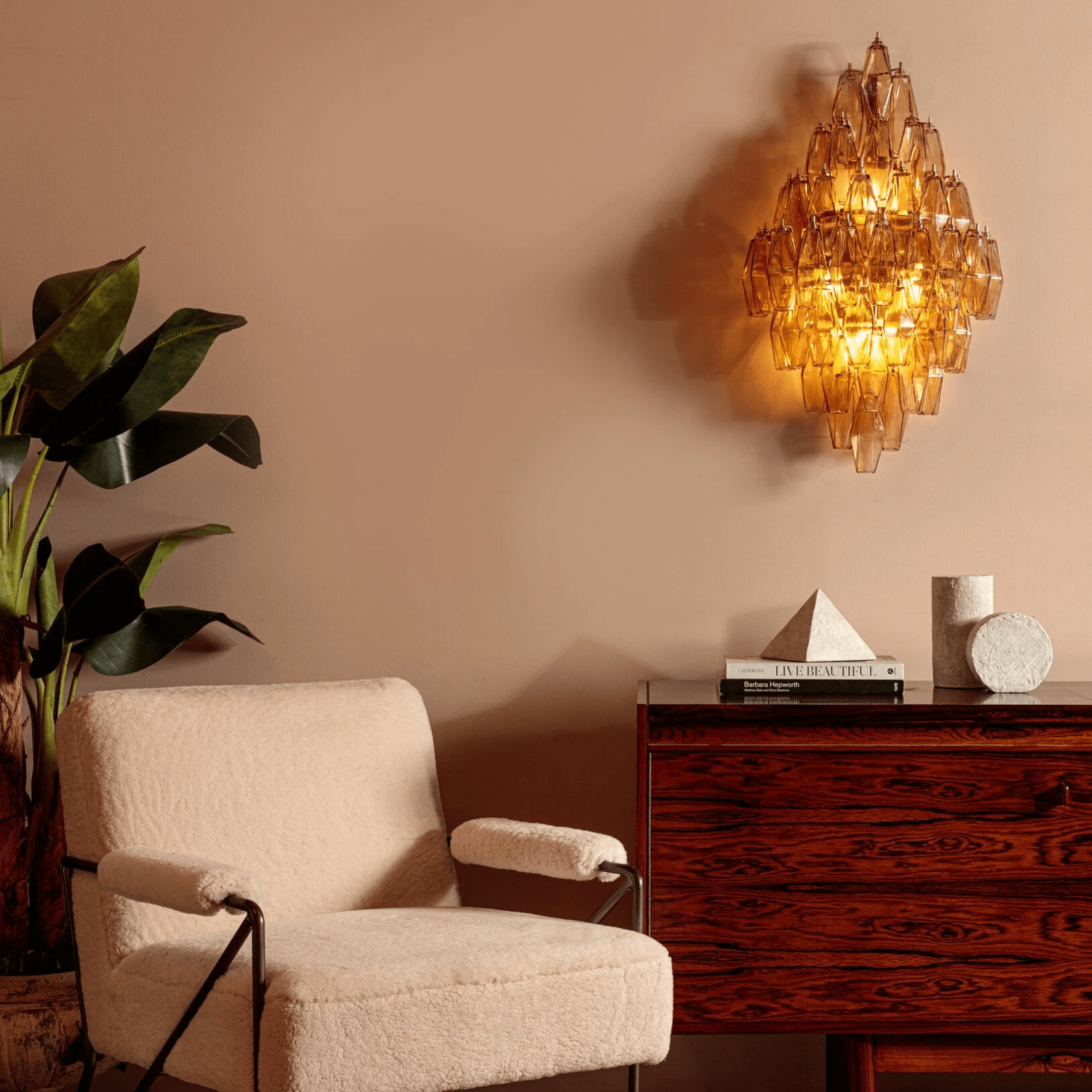 Aurora Wall Light Amber Diamond Polyhedron Vintage - Blowlighting