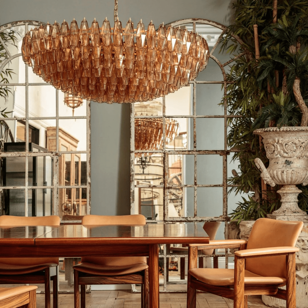 Aurora Chandelier Clear Murano Glass Polyhedron Vintage - Blowlighting