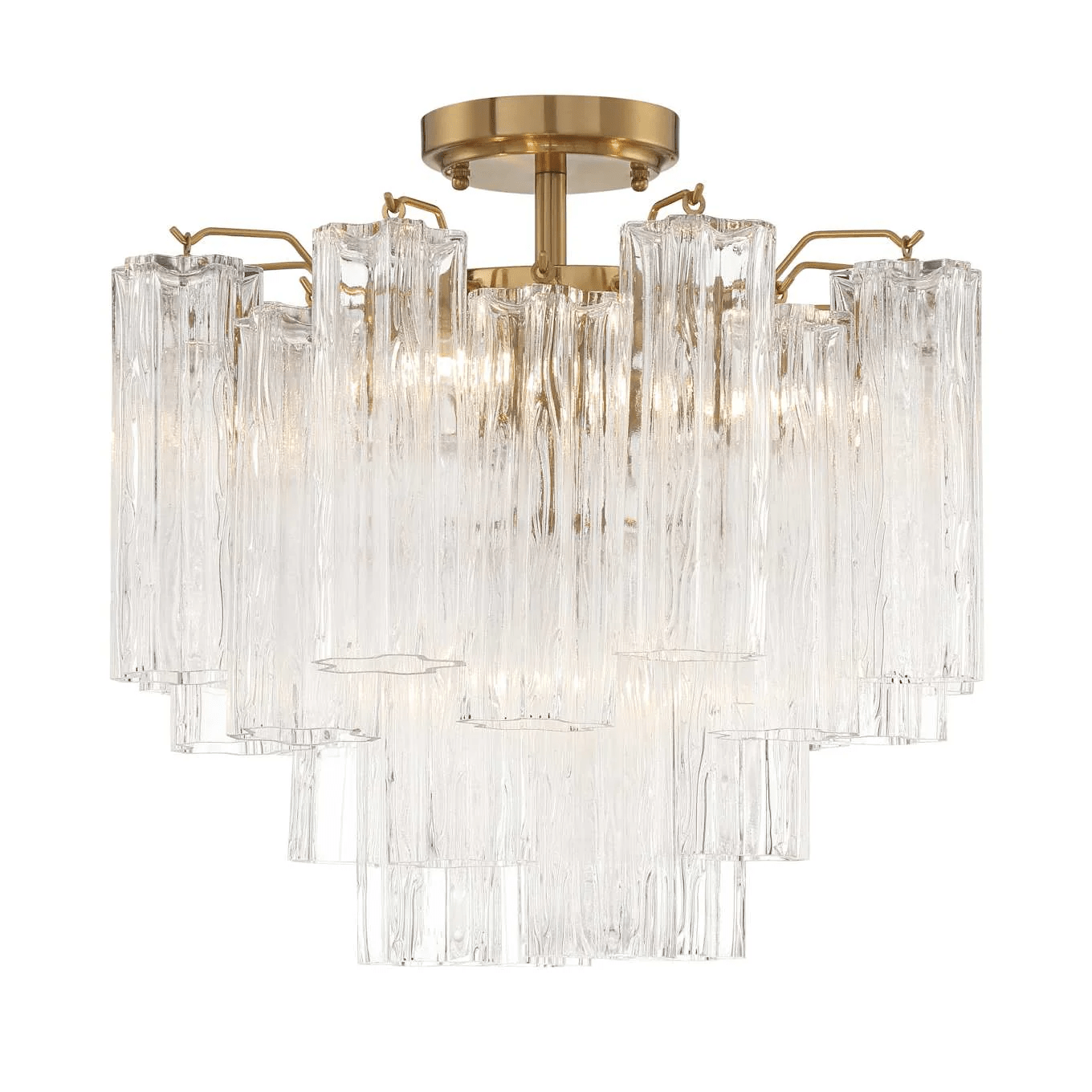 Aurora Ceiling Lamp Clear Murano Glass Tubular Handblown - Blowlighting