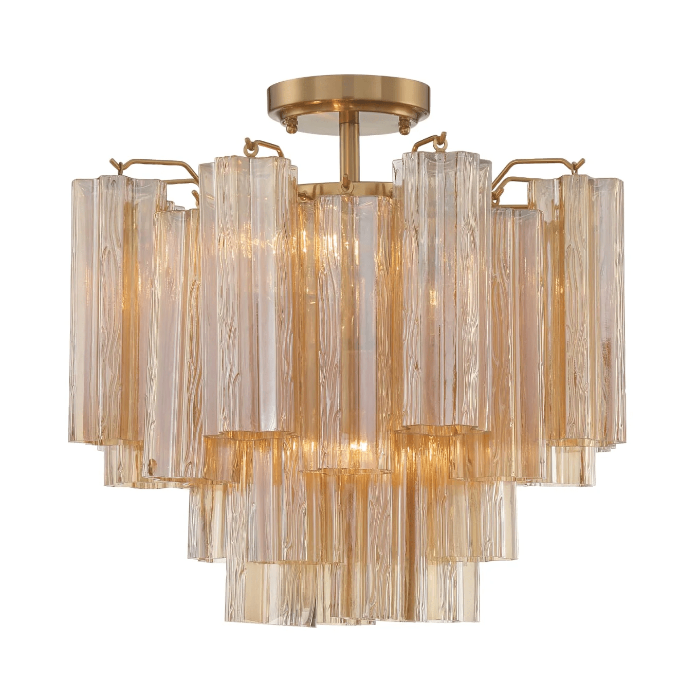 Aurora Ceiling Lamp Clear Murano Glass Tubular Handblown - Blowlighting