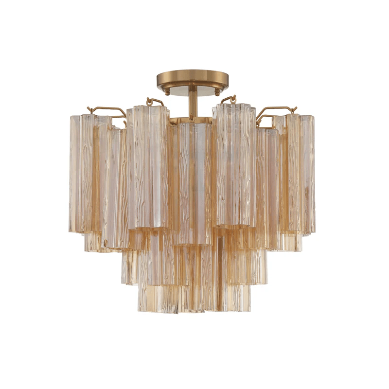 Aurora Ceiling Lamp Clear Murano Glass Tubular Handblown - Blowlighting