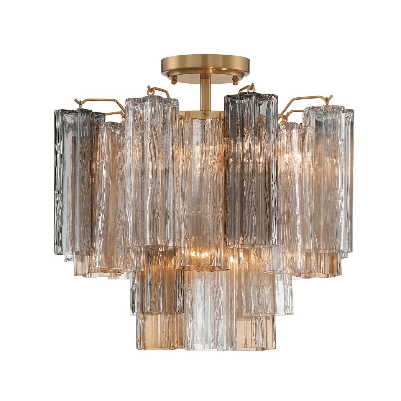 Aurora Ceiling Lamp Clear Murano Glass Tubular Handblown - Blowlighting
