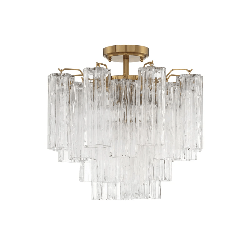 Aurora Ceiling Lamp Clear Murano Glass Tubular Handblown - Blowlighting