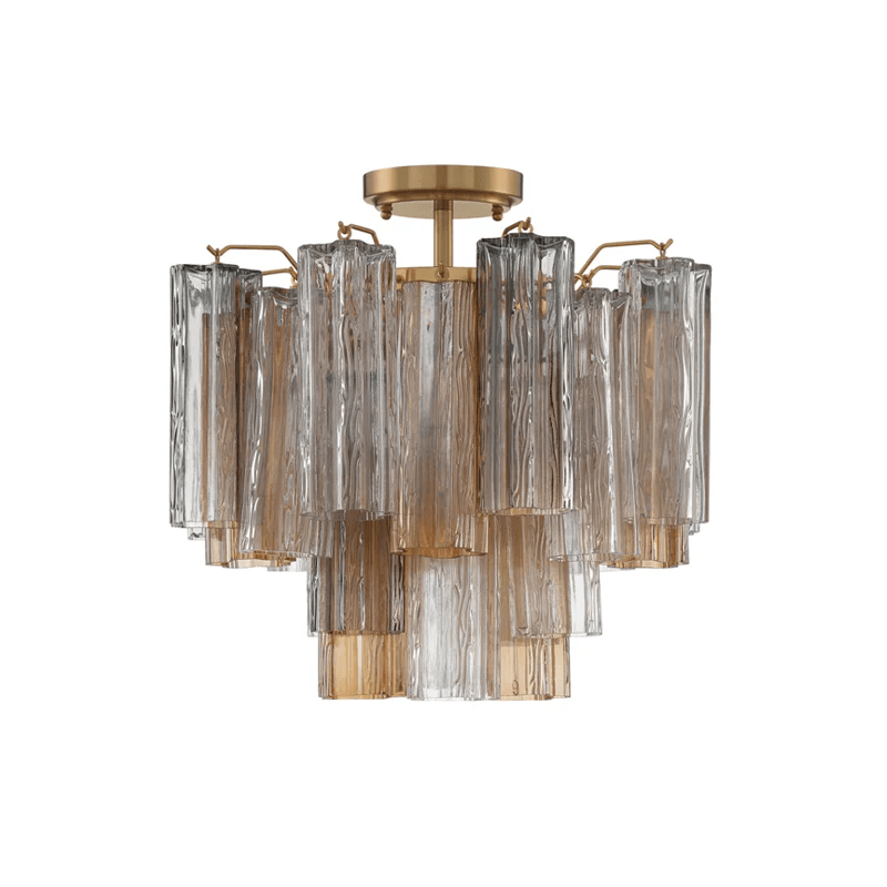 Aurora Ceiling Lamp Clear Murano Glass Tubular Handblown - Blowlighting