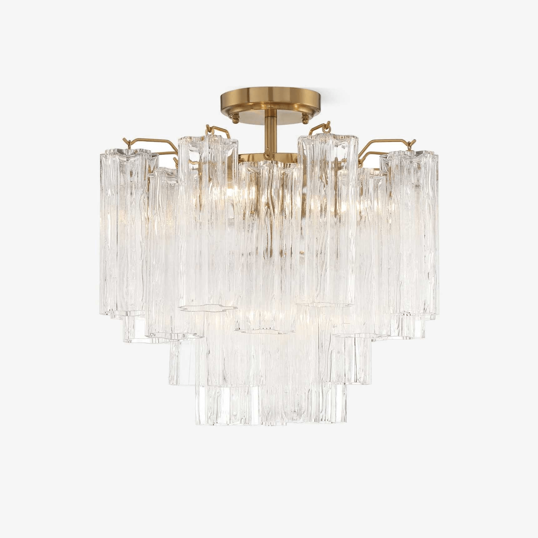 Aurora Ceiling Lamp Clear Murano Glass Tubular Handblown - Blowlighting