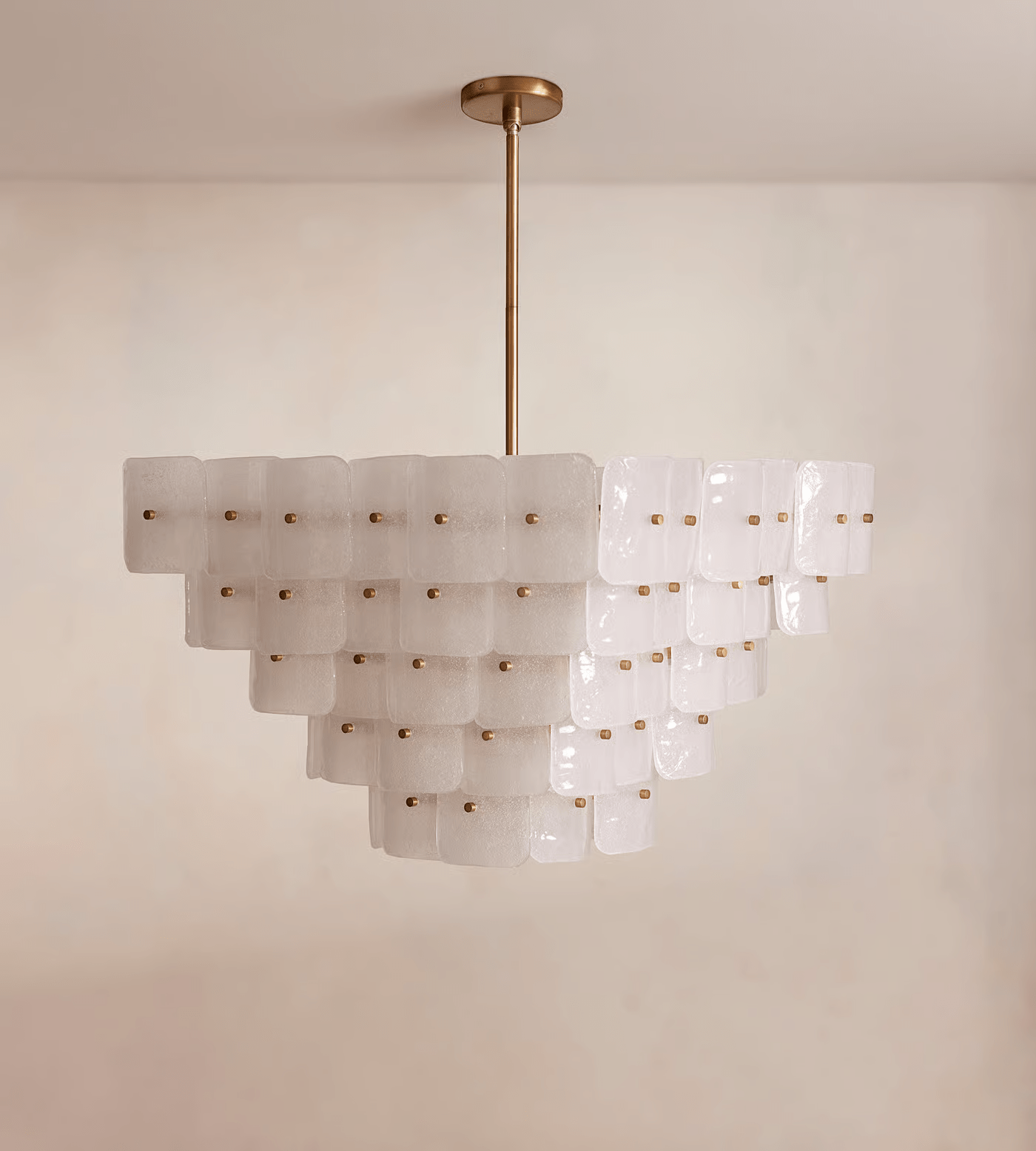 Aurora Chandelier White Frosted Glass Geometric Tiered - Blowlighting