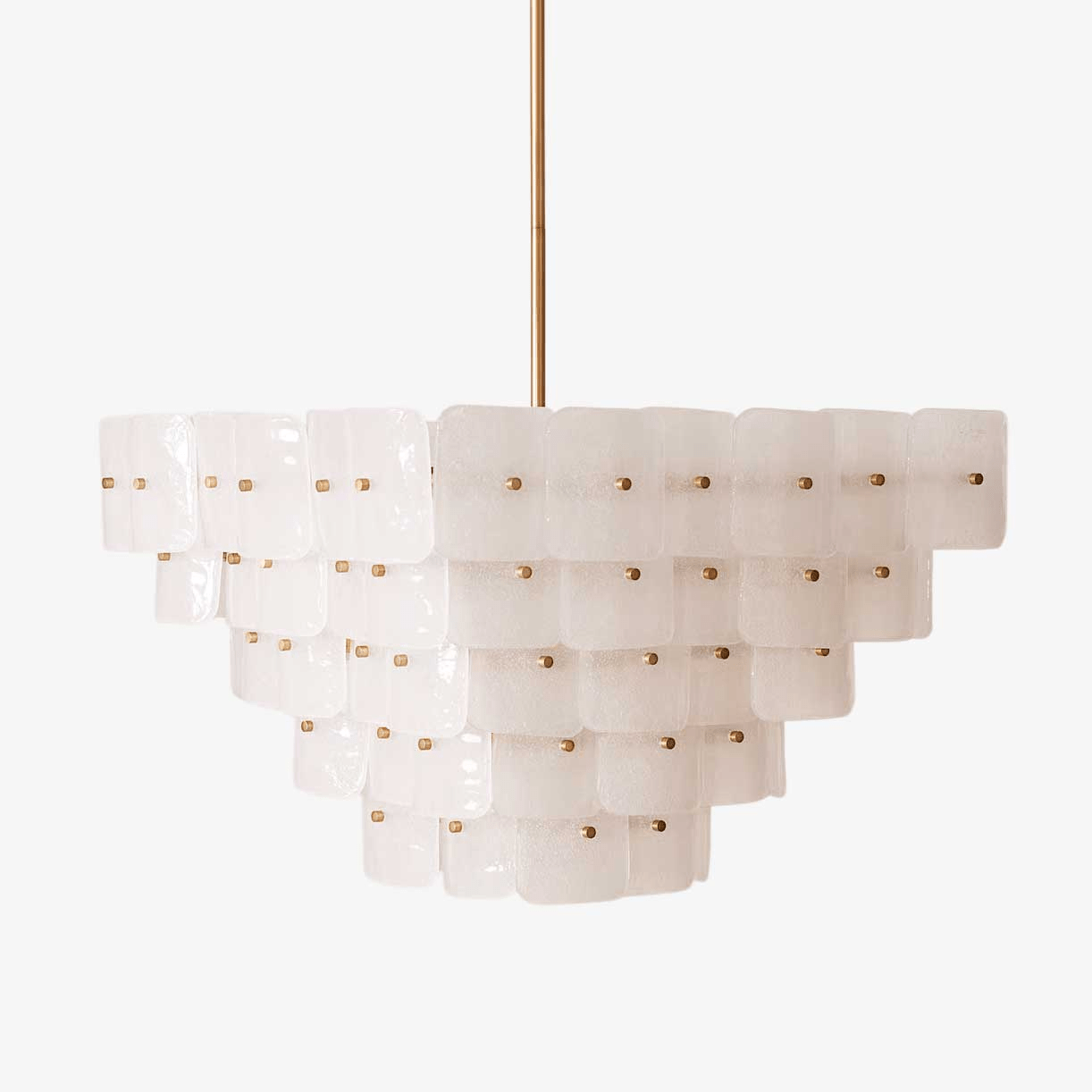 Aurora Chandelier White Frosted Glass Geometric Tiered - Blowlighting