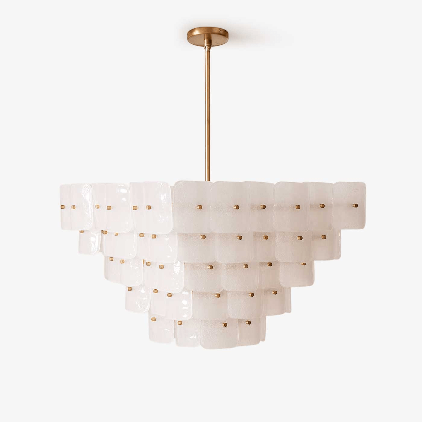 Aurora Chandelier White Frosted Glass Geometric Tiered - Blowlighting