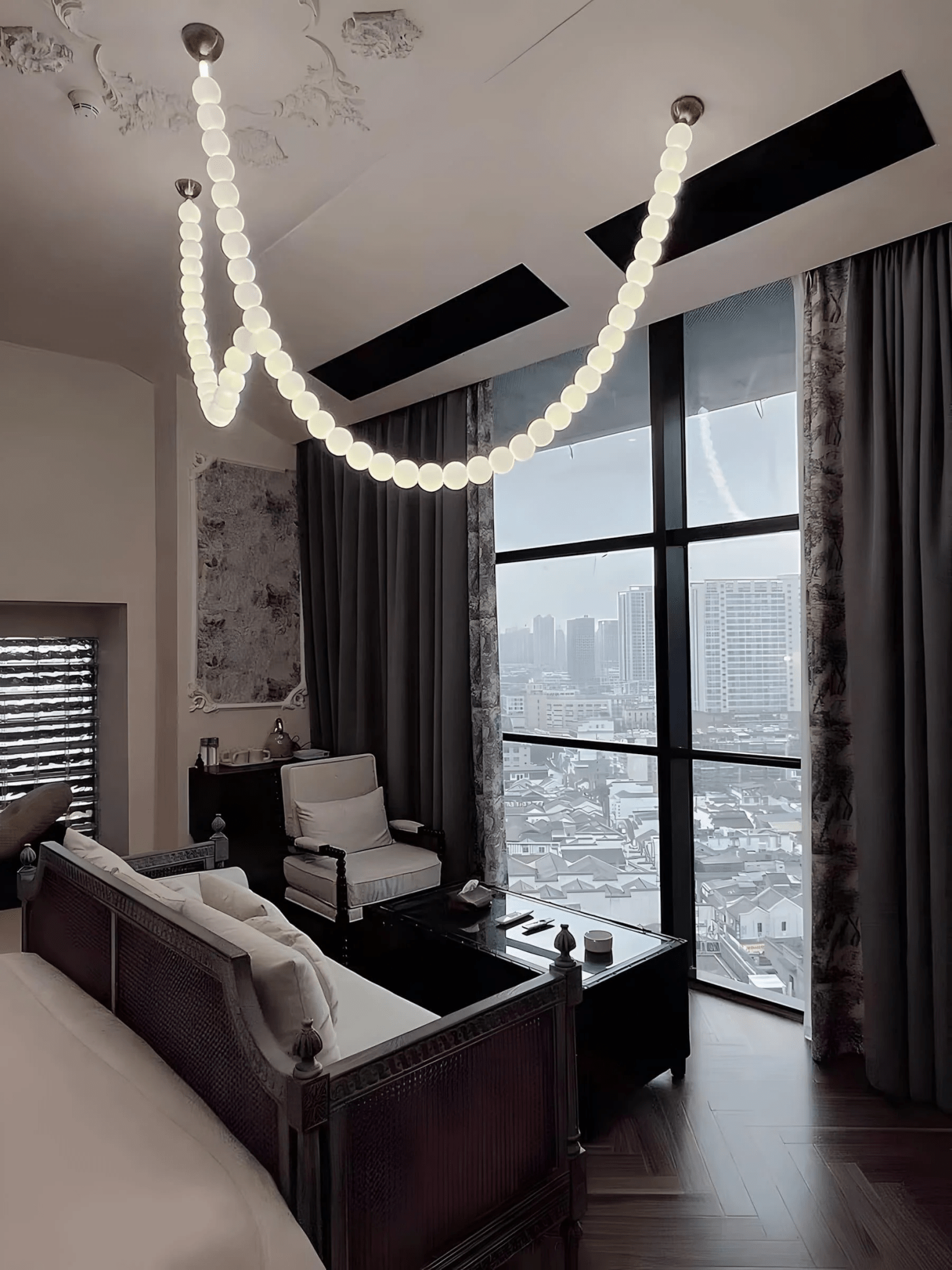 PearlCascade Glass Bead Chandelier - Blowlighting