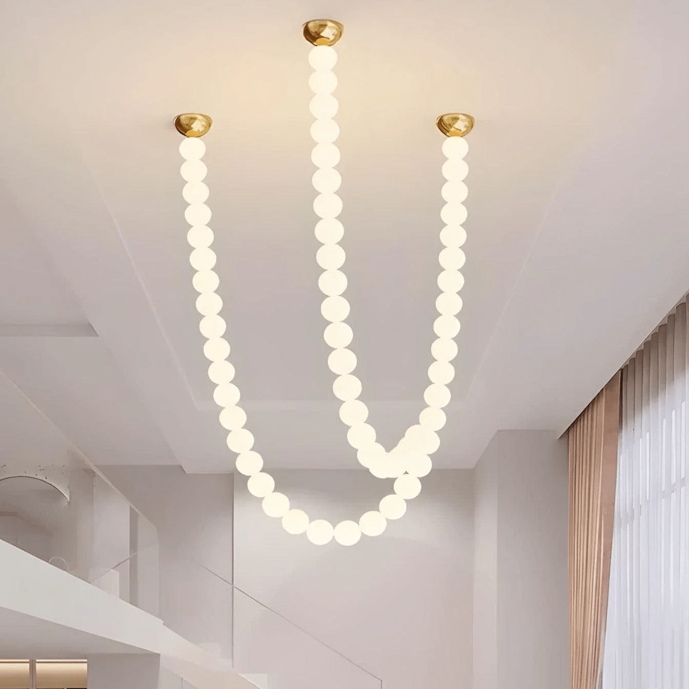 PearlCascade Glass Bead Chandelier - Blowlighting
