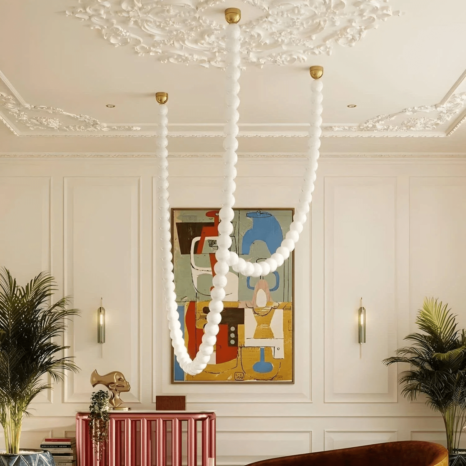 PearlCascade Glass Bead Chandelier - Blowlighting
