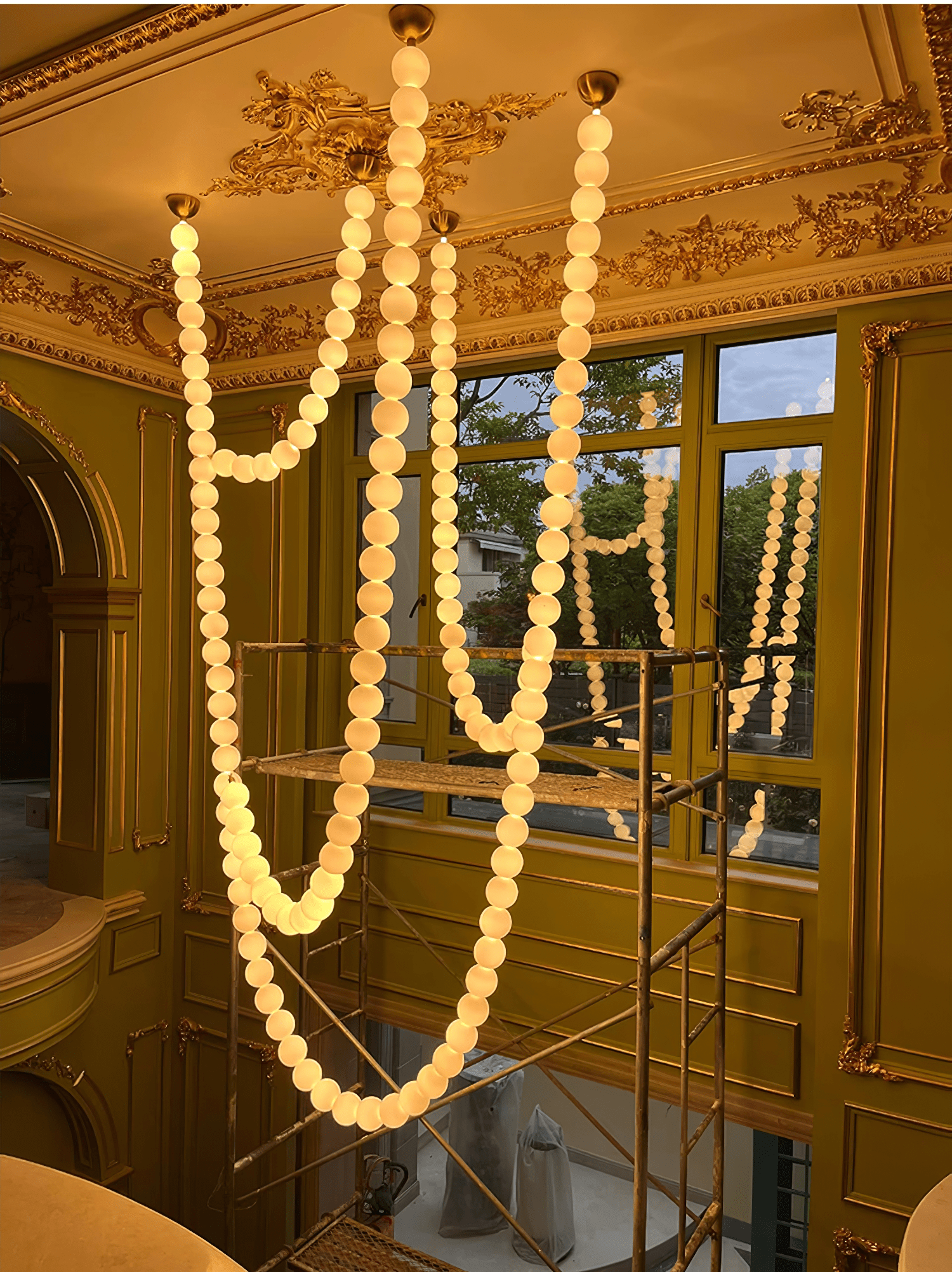 PearlCascade Glass Bead Chandelier - Blowlighting