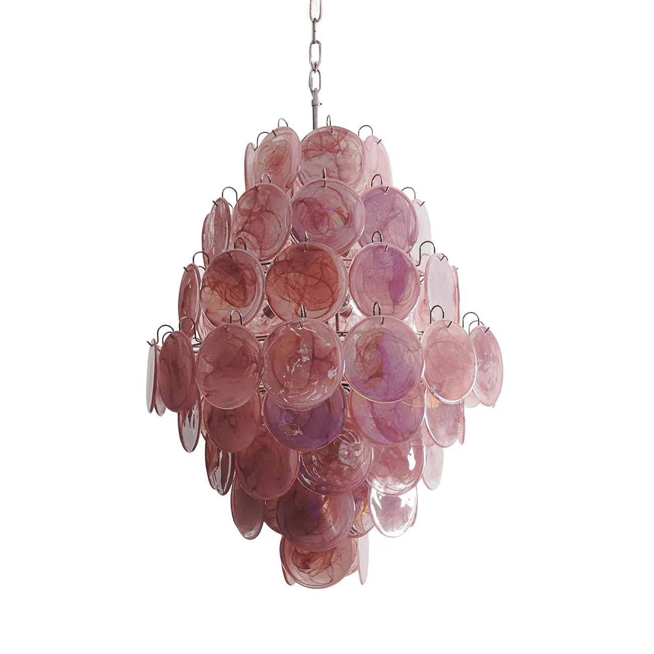 Aurora Chandelier Pink Murano Glass Handblown Discs - Blowlighting