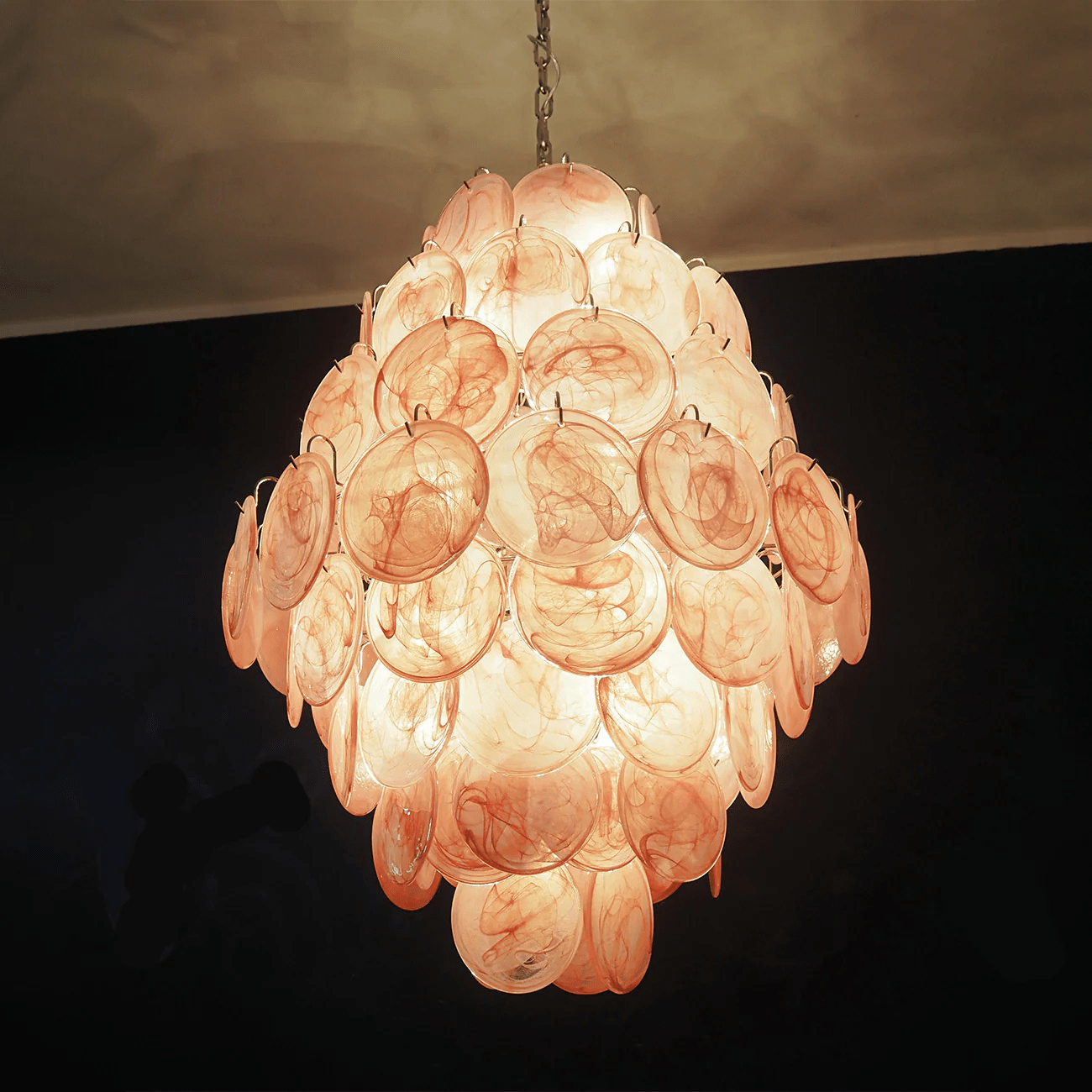 Aurora Chandelier Pink Murano Glass Handblown Discs - Blowlighting