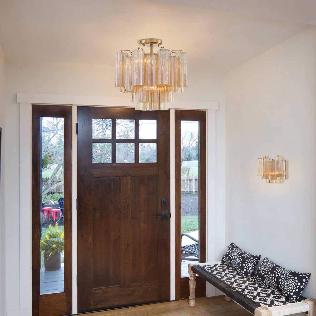 Aurora Ceiling Lamp Clear Murano Glass Tubular Handblown - Blowlighting