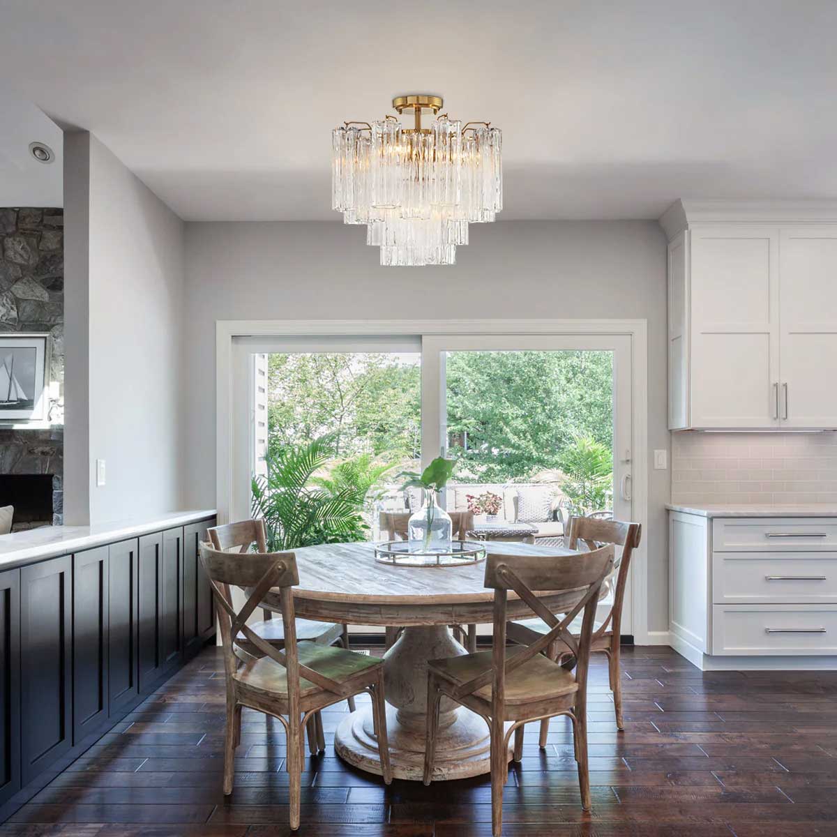 Aurora Ceiling Lamp Clear Murano Glass Tubular Handblown - Blowlighting