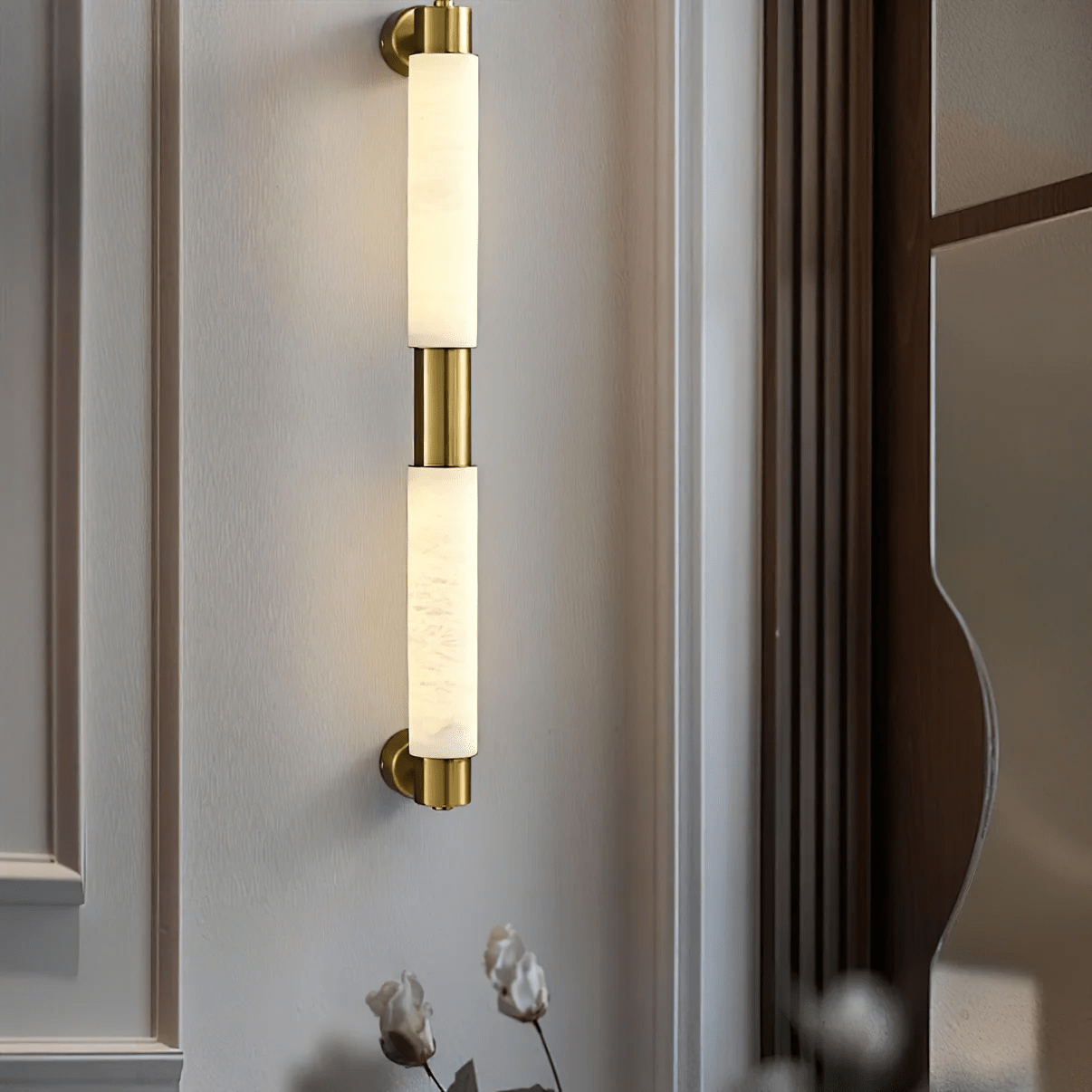 Eurthaeth Alabaster Brass Wall Light - Blowlighting