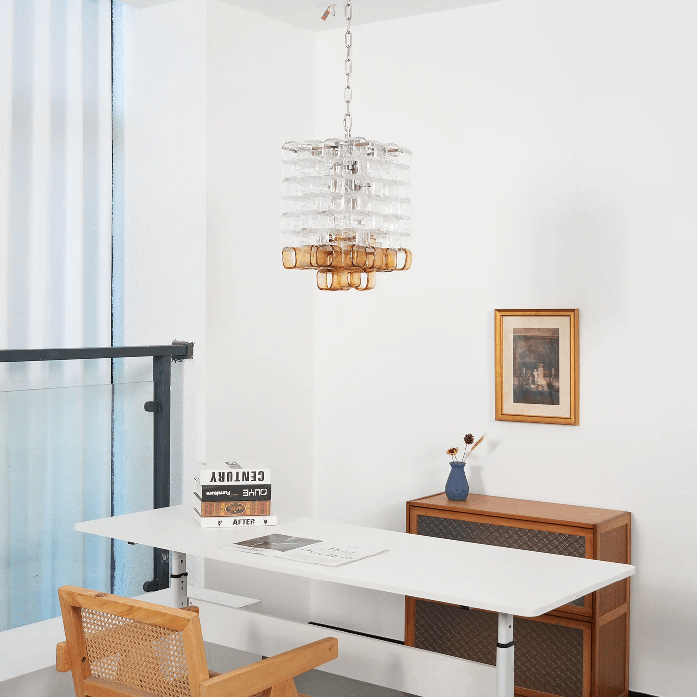 Aurora Chandelier Murano Glass Interlocking Geometric - Blowlighting