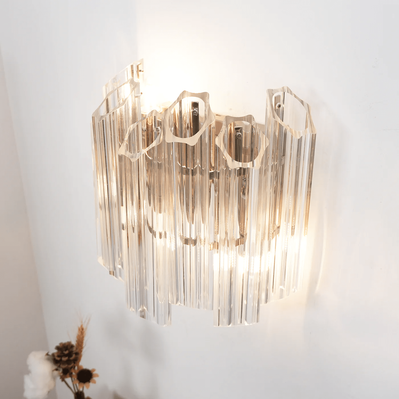 Aurora Wall Lamp Clear Murano Glass Tube Cascade - Blowlighting