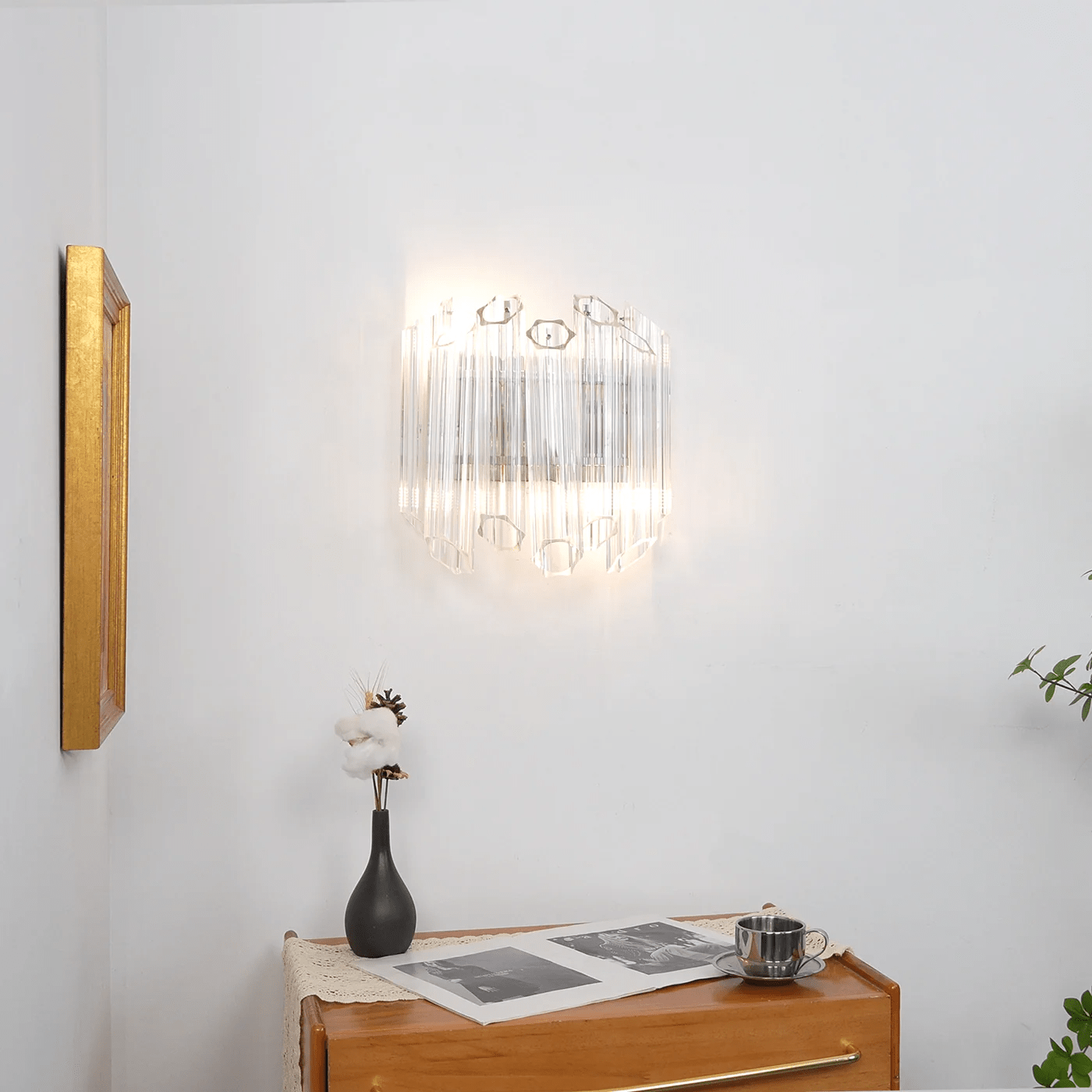 Aurora Wall Lamp Clear Murano Glass Tube Cascade - Blowlighting