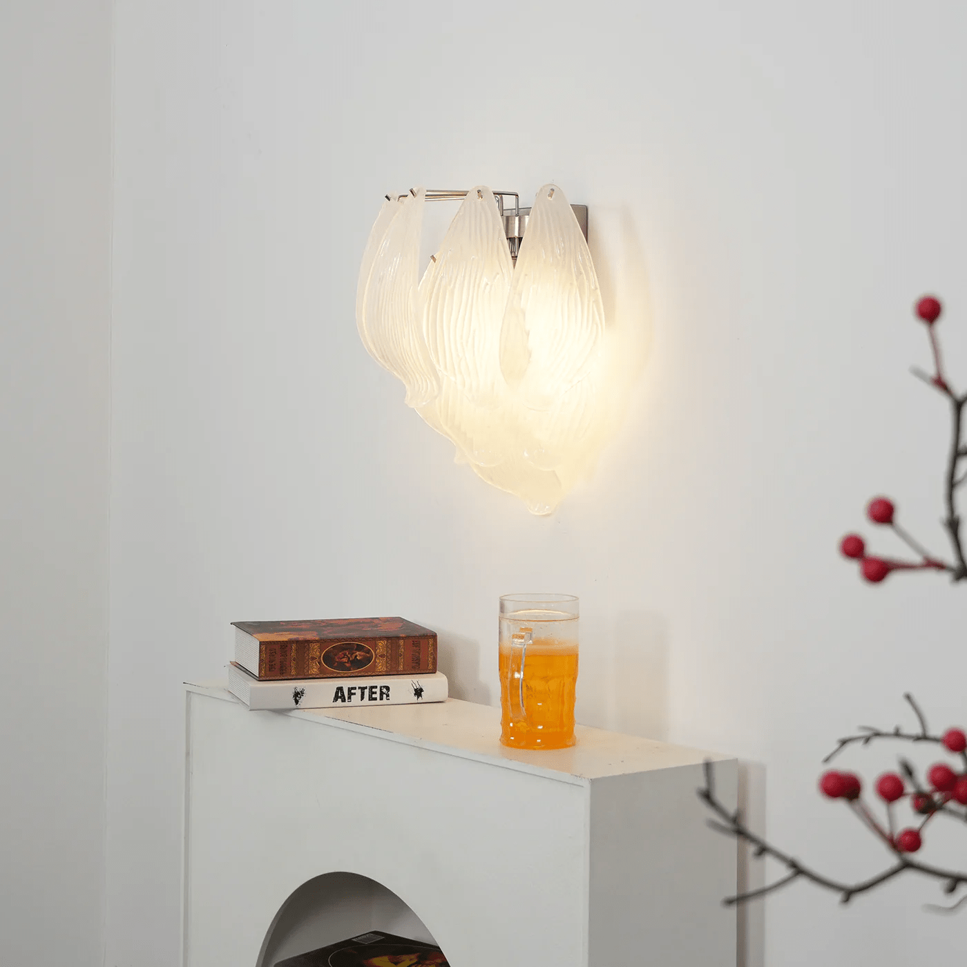 Aurora Wall Lamp Murano Glass Petal Frosted Cascading - Blowlighting