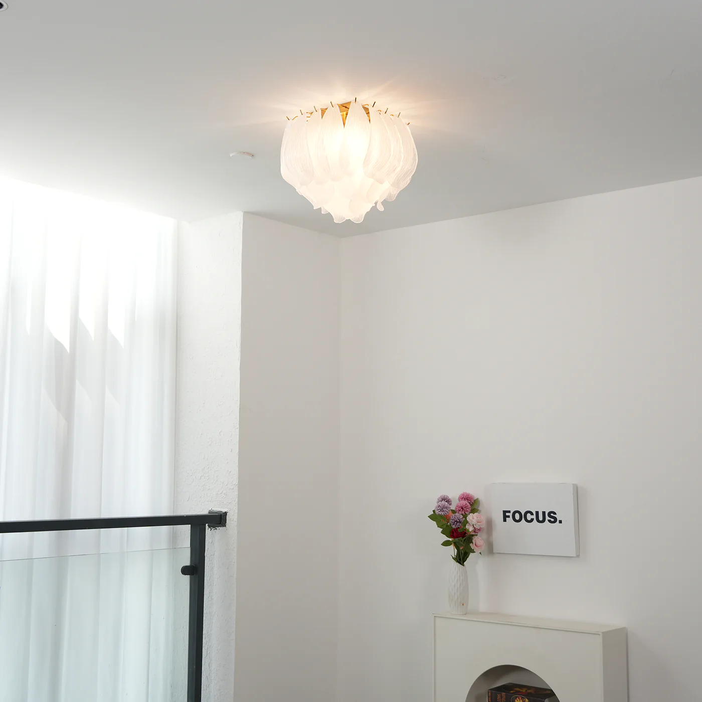 Aurora Ceiling Lamp Murano Petal Hand-Blown Glass Flushmount - Blowlighting