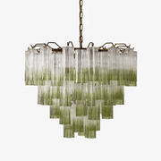 Aurora Chandelier Murano Glass Tiered Green - Blowlighting
