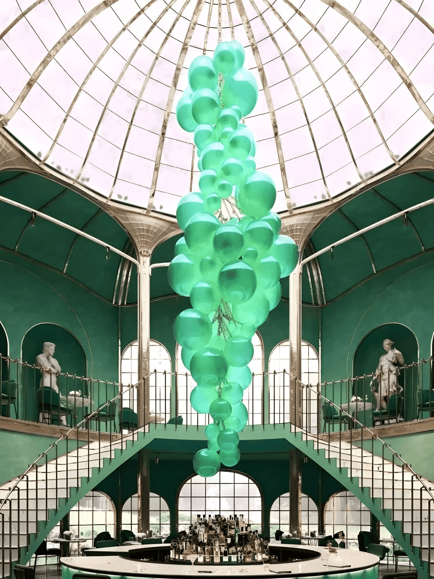 Aurora Chandelier Murano Glass Grape Cluster Art Deco - Blowlighting