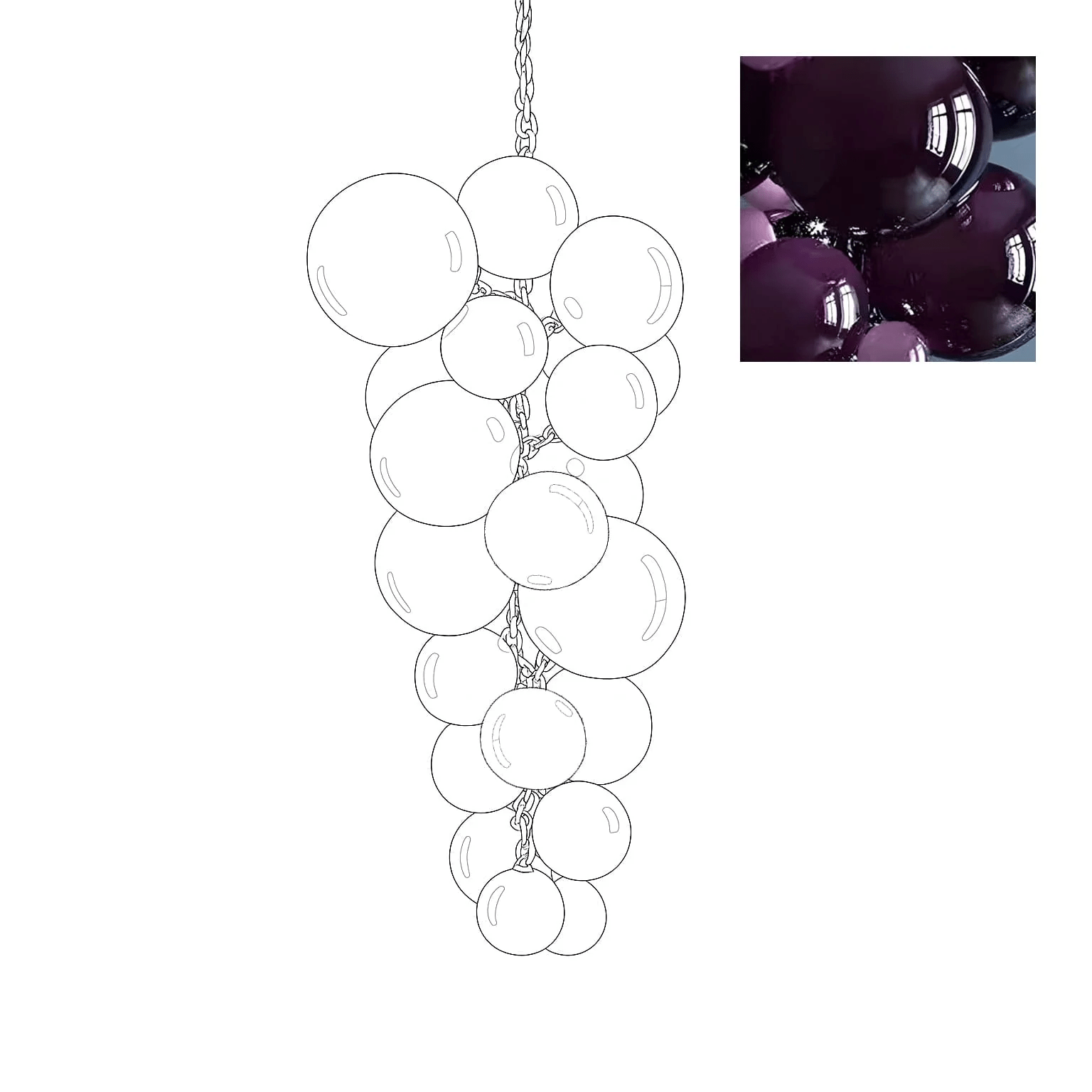 Aurora Chandelier Murano Glass Grape Cluster Art Deco - Blowlighting