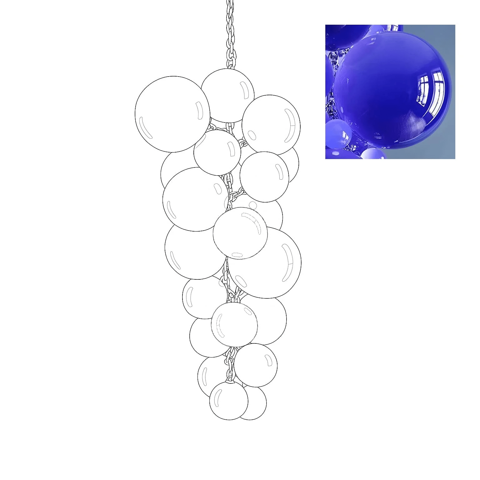 Aurora Chandelier Murano Glass Grape Cluster Art Deco - Blowlighting