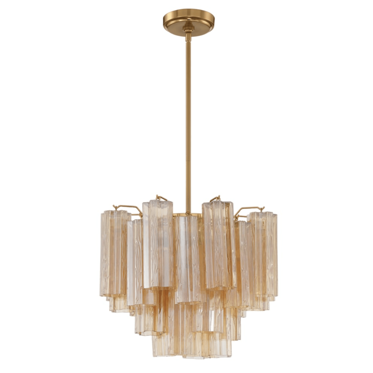 Aurora Murano Chandelier Glass Tube Layered Amber - Blowlighting