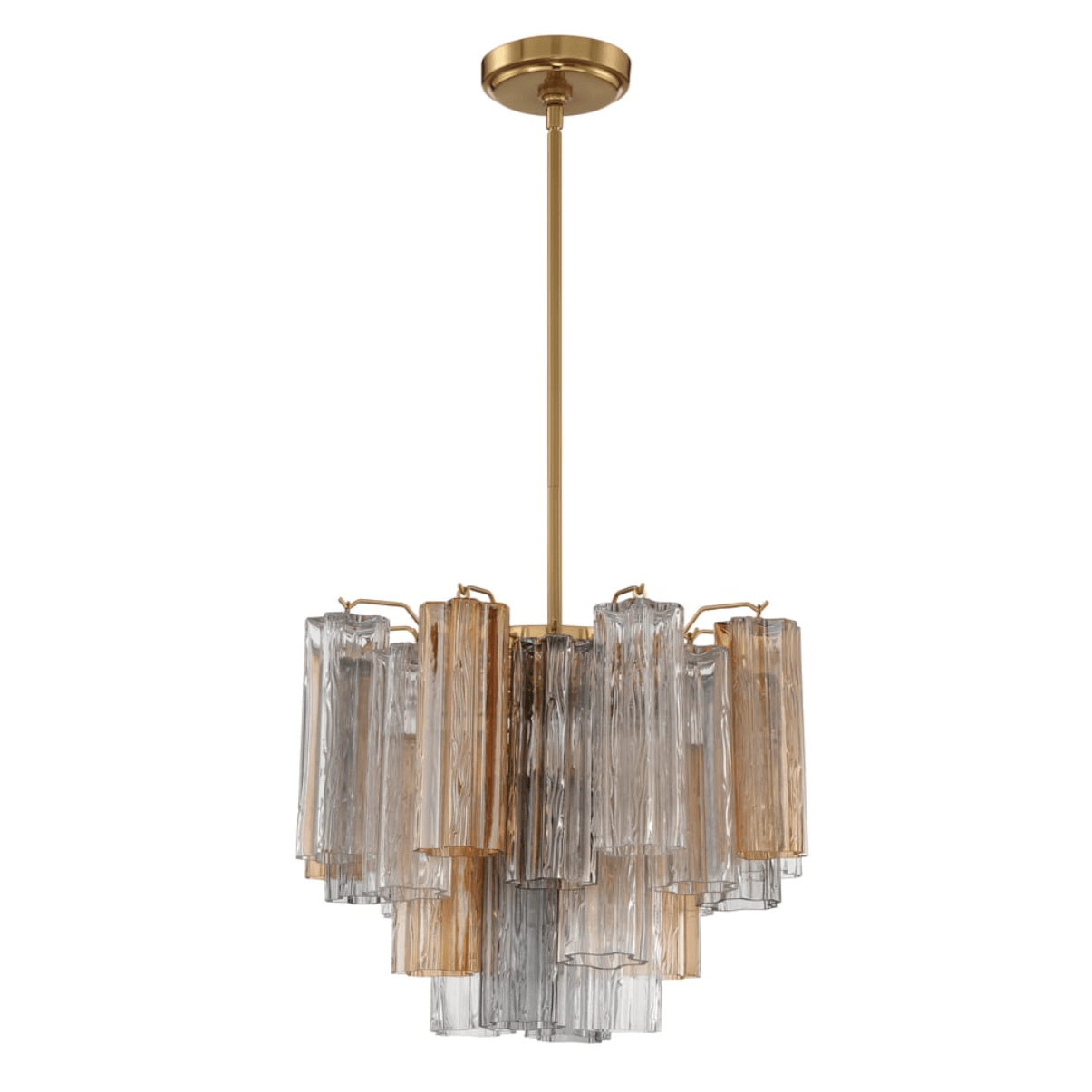 Aurora Murano Chandelier Glass Tube Layered Amber - Blowlighting